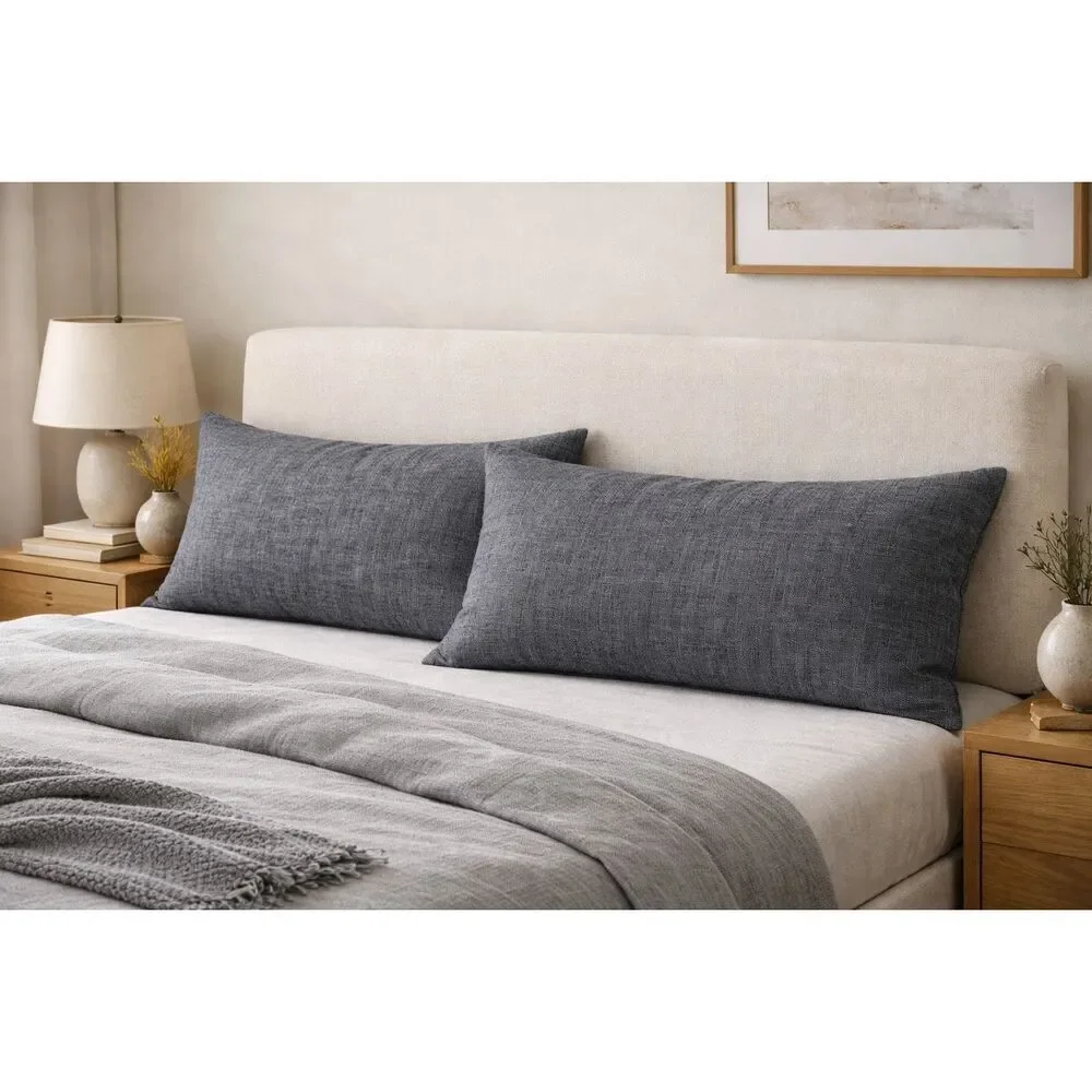 West Elm Set of 2 Pillowcases 20 x 40” Flax‎ Linen Gray EUC